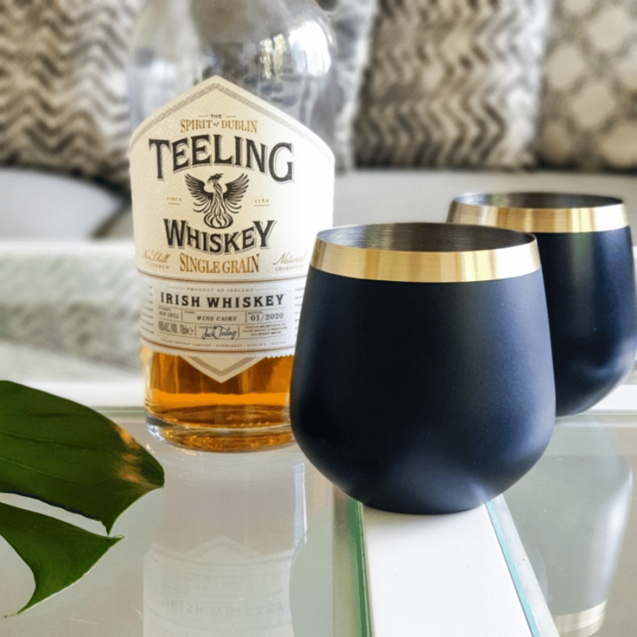 Brass and Black Whiskey Glasses