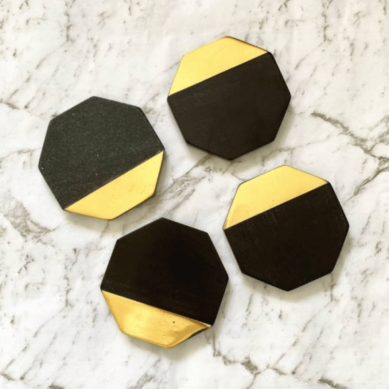 Brass and Black Hexagon Coasters